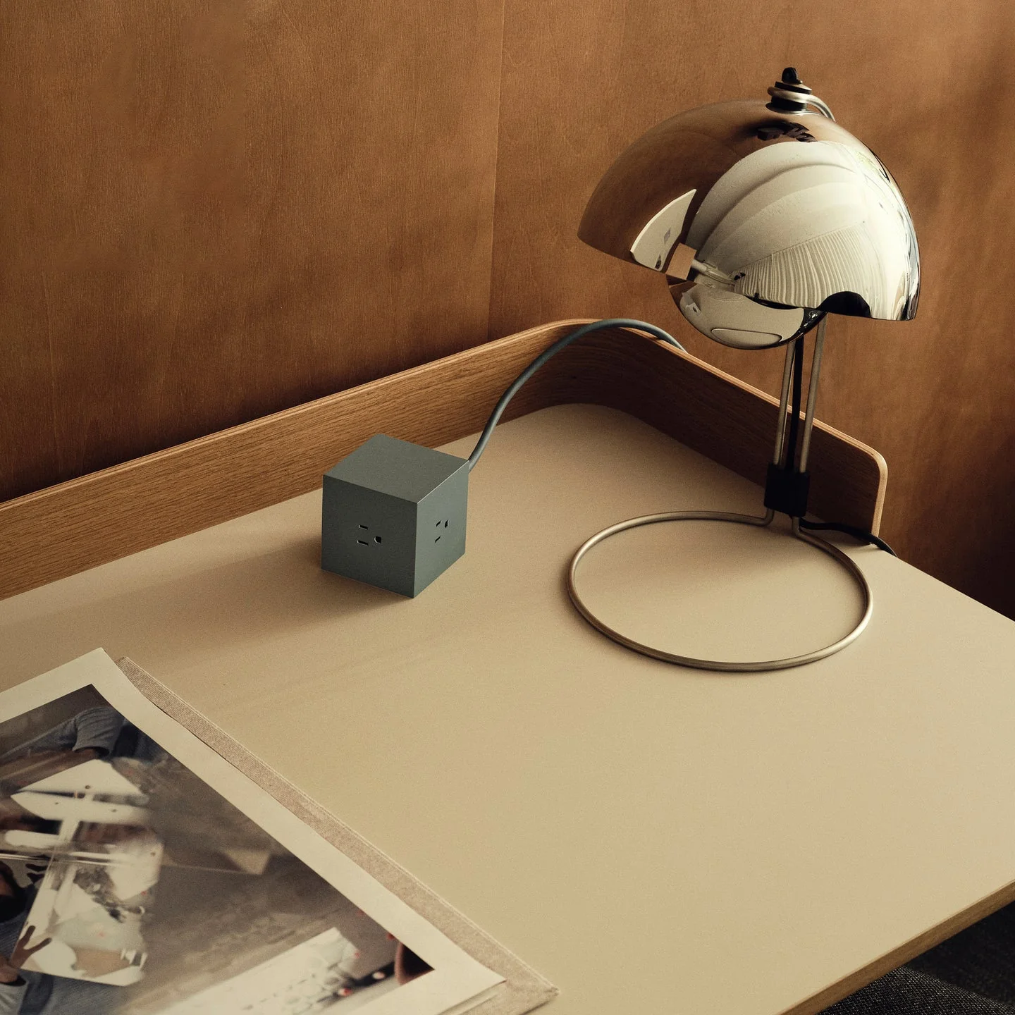 Stockholm Square 1 Power Strip: Oak Green - Image 5