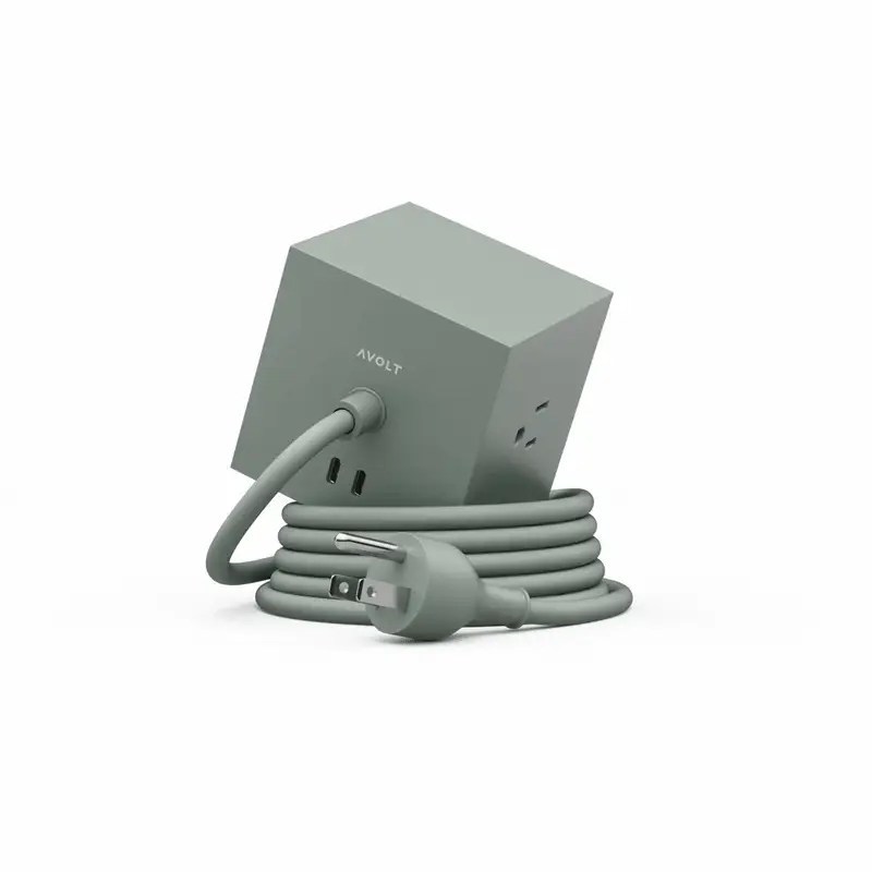 Stockholm Square 1 Power Strip: Oak Green - Image 6
