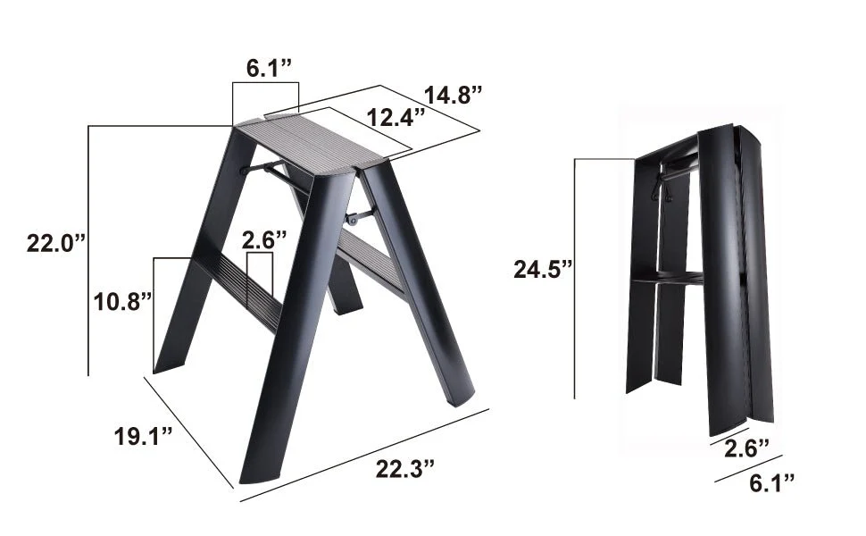 Hasegawa Lucano Step Ladder: 2-step, Mustard Yellow - Image 7
