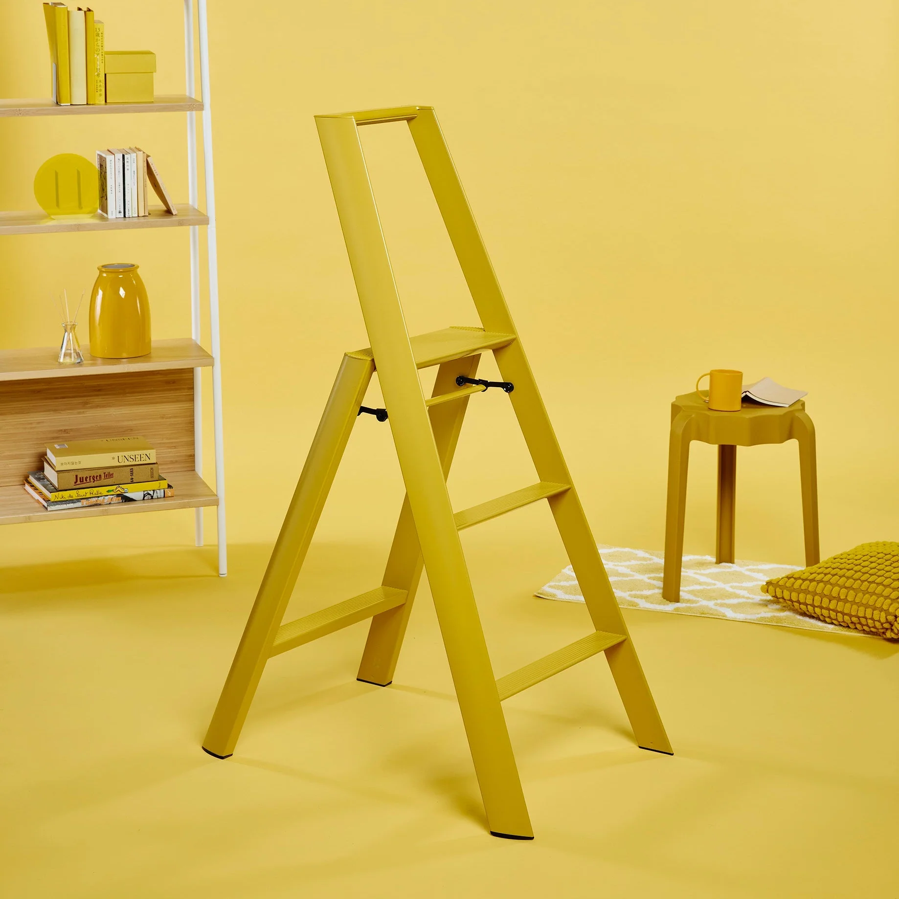 Hasegawa Lucano Step Ladder: 3-step, Mustard Yellow - Image 3