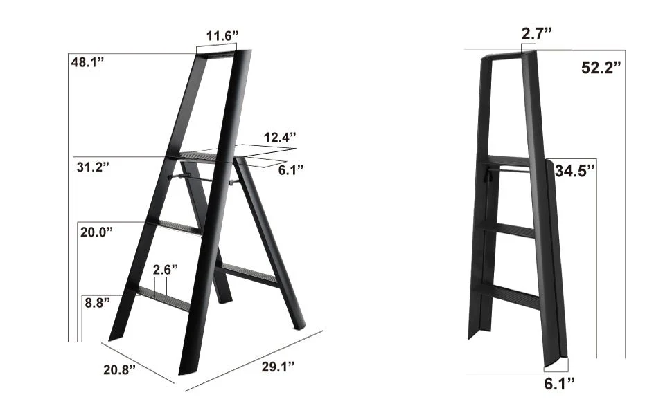 Hasegawa Lucano Step Ladder: 3-step, White - Image 4