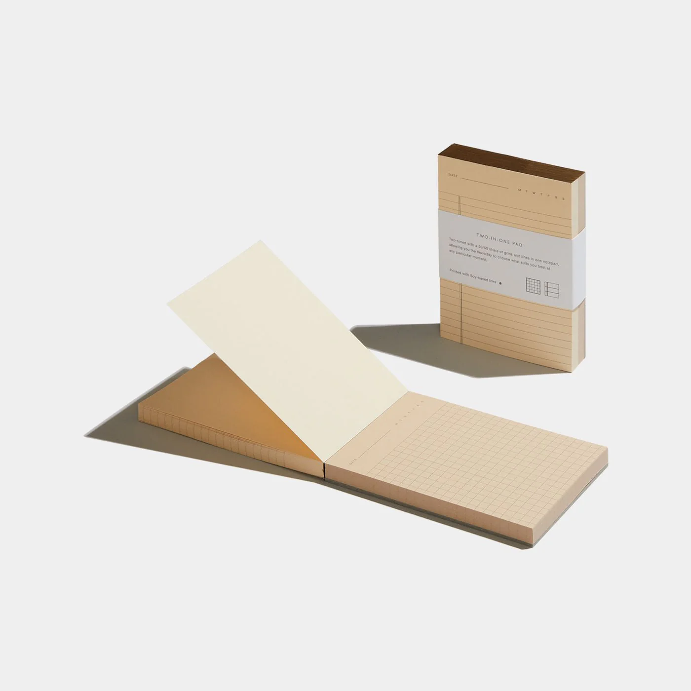 Two-in-One Notepad: Cream/Brown
