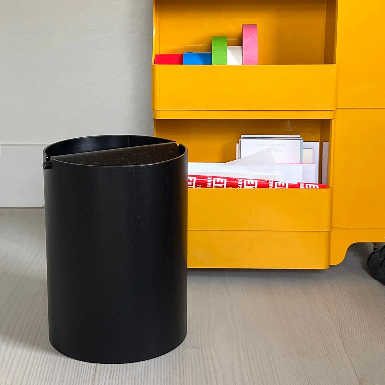 Wooden Wastebasket, Black - Image 3