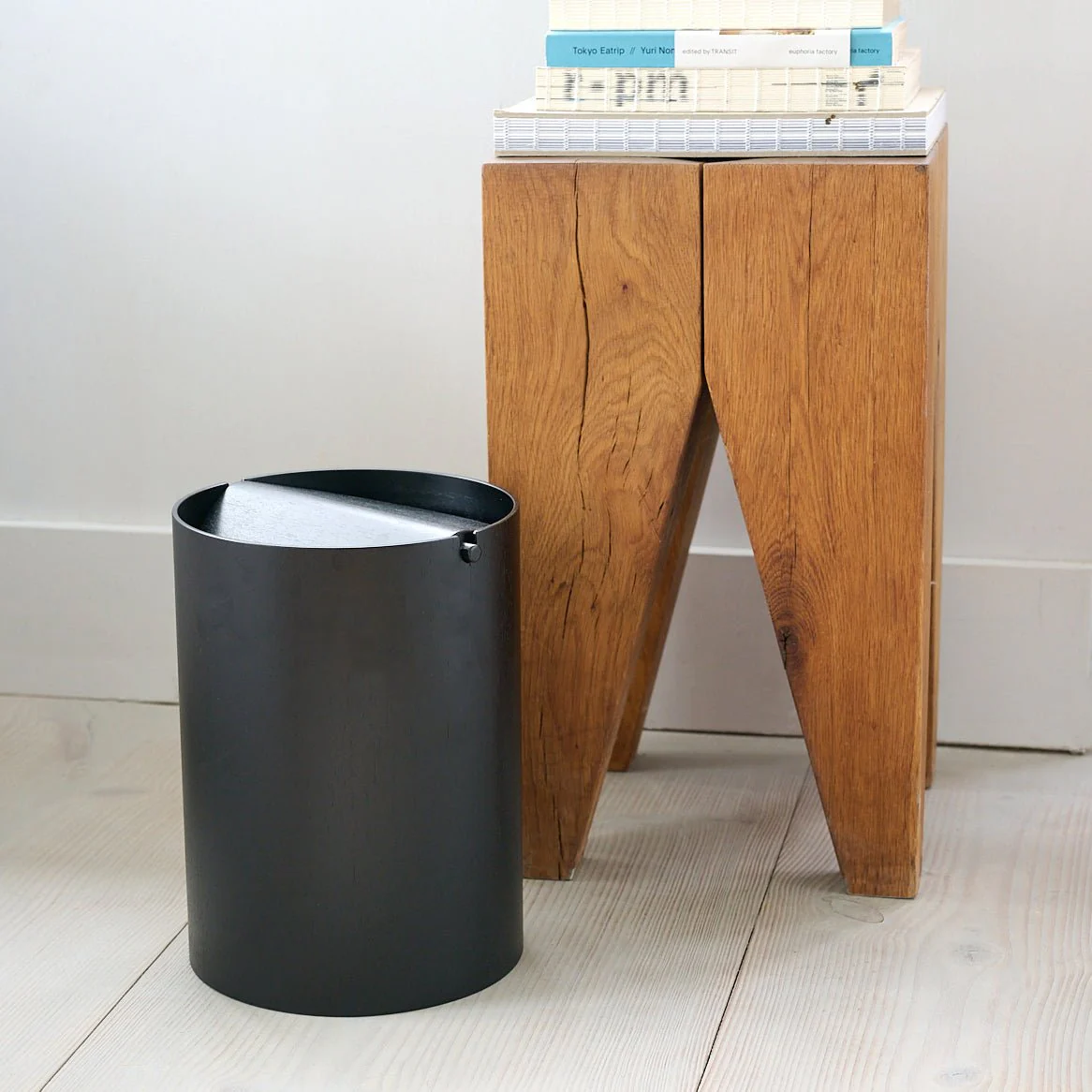 Wooden Wastebasket, Black - Image 4