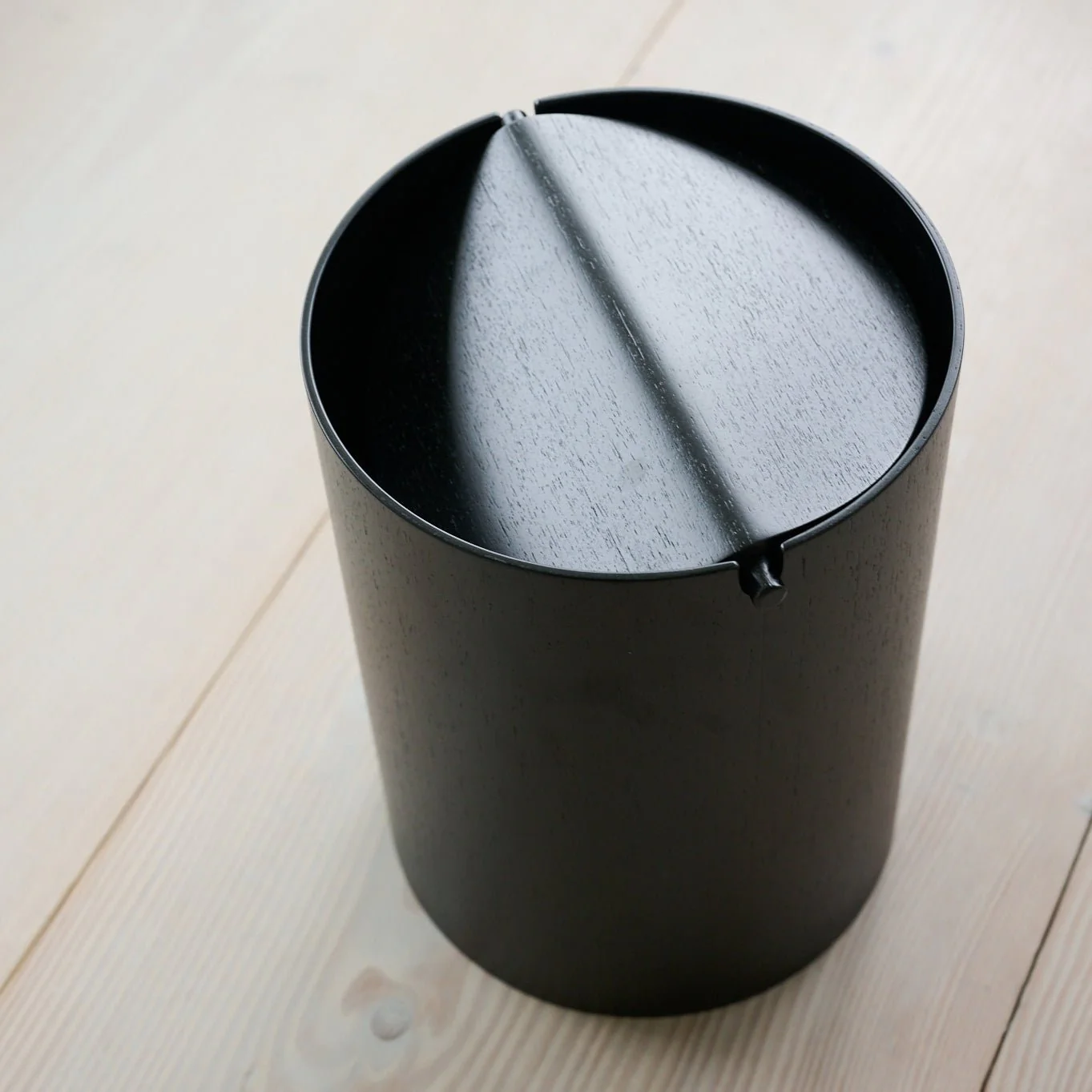 Wooden Wastebasket, Black - Image 5